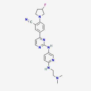 molecular formula C24H27FN8 B10835967 5-[2-[[6-[2-(Dimethylamino)ethylamino]pyridin-3-yl]amino]pyrimidin-4-yl]-2-(3-fluoropyrrolidin-1-yl)benzonitrile 
