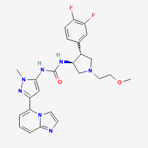 molecular formula C25H27F2N7O2 B10836022 Pyrrolidinyl urea derivative 13 