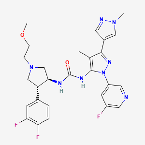 molecular formula C27H29F3N8O2 B10836074 Pyrrolidinyl urea derivative 5 