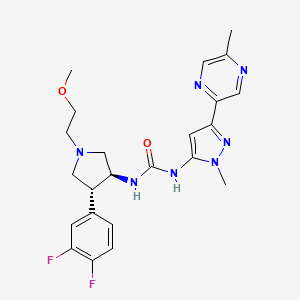molecular formula C23H27F2N7O2 B10836092 Pyrrolidinyl urea derivative 11 