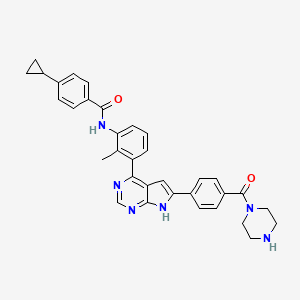 molecular formula C34H32N6O2 B10836111 Pyrrolo[2,3-d]pyrimidine derivative 18 