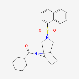 molecular formula C23H28N2O3S B10836359 Cyclohexyl(3-(naphthalen-1-ylsulfonyl)-3,8-diazabicyclo[3.2.1]octan-8-yl)methanone 
