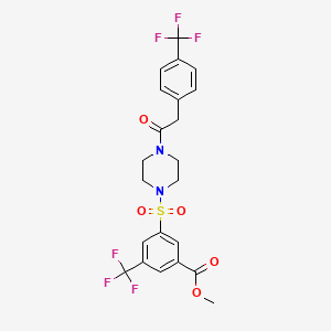 molecular formula C22H20F6N2O5S B10836366 1-(4-Trifluoromethylphenylacetyl)-4-(3-methoxycarbonyl-5-trifluoromethyl-phenylsulfonyl)piperazine 