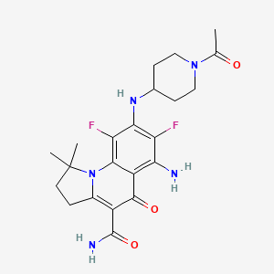 molecular formula C22H27F2N5O3 B10836441 Tricyclic 5-quinolone derivative 1 