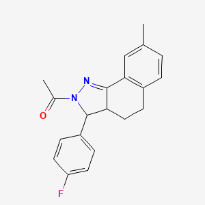 molecular formula C20H19FN2O B10836456 1-[3-(4-Fluorophenyl)-8-methyl-3,3a,4,5-tetrahydrobenzo[g]indazol-2-yl]ethanone 