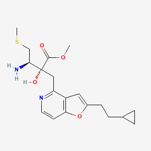 molecular formula C19H26N2O4S B10836519 methyl (2R,3R)-3-amino-2-[[2-(2-cyclopropylethyl)furo[3,2-c]pyridin-4-yl]methyl]-2-hydroxy-4-methylsulfanylbutanoate 