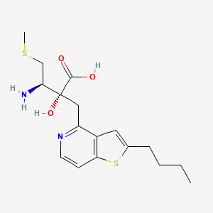 molecular formula C17H24N2O3S2 B10836525 (2R,3R)-3-amino-2-[(2-butylthieno[3,2-c]pyridin-4-yl)methyl]-2-hydroxy-4-methylsulfanylbutanoic acid 