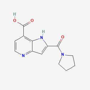 molecular formula C13H13N3O3 B10836613 2-(pyrrolidine-1-carbonyl)-1H-pyrrolo[3,2-b]pyridine-7-carboxylic acid 