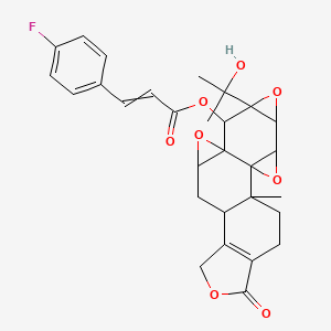 molecular formula C29H29FO8 B10836616 [7-(2-Hydroxypropan-2-yl)-1-methyl-17-oxo-3,6,10,16-tetraoxaheptacyclo[11.7.0.02,4.02,9.05,7.09,11.014,18]icos-14(18)-en-8-yl] 3-(4-fluorophenyl)prop-2-enoate 