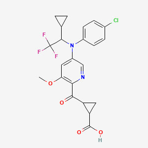 molecular formula C22H20ClF3N2O4 B10836624 2-(5-((4-Chlorophenyl)((1-(trifluoromethyl)cyclopropyl)methyl)amino)-3-methoxypicolinoyl)cyclopropanecarboxylic acid 