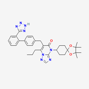 molecular formula C34H40N8O3 B10836674 7-propyl-4-(2,2,3,3-tetramethyl-1,4-dioxaspiro[4.5]dec-8-yl)-6-{[2'-(1H-tetrazol-5-yl)biphenyl-4-yl]methyl}[1,2,4]triazolo[1,5-a]pyrimidin-5(4H)-one 