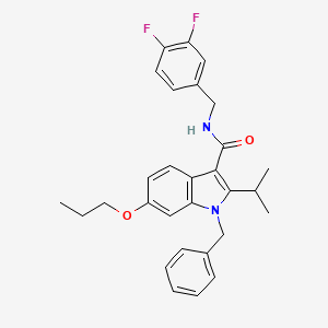 molecular formula C29H30F2N2O2 B10836699 1-Benzyl-N-(3,4-difluorobenzyl)-2-isopropyl-6-propoxy-1H-indole-3-carboxamide 