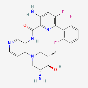 molecular formula C23H23F3N6O2 B10836744 3-amino-N-[4-[(3R,4R,5S)-3-amino-4-hydroxy-5-methylpiperidin-1-yl]pyridin-3-yl]-6-(2,6-difluorophenyl)-5-fluoropyridine-2-carboxamide 