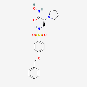 molecular formula C20H25N3O5S B10836761 (2S)-N-hydroxy-3-[(4-phenylmethoxyphenyl)sulfonylamino]-2-pyrrolidin-1-ylpropanamide 