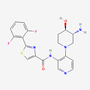 molecular formula C20H19F2N5O2S B10836765 N-[4-[(3R,4R)-3-amino-4-hydroxypiperidin-1-yl]pyridin-3-yl]-2-(2,6-difluorophenyl)-1,3-thiazole-4-carboxamide 