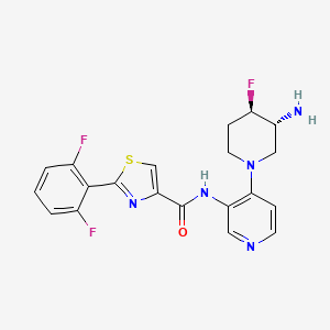 molecular formula C20H18F3N5OS B10836790 N-[4-[(3R,4R)-3-amino-4-fluoropiperidin-1-yl]pyridin-3-yl]-2-(2,6-difluorophenyl)-1,3-thiazole-4-carboxamide 