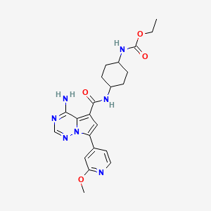 molecular formula C22H27N7O4 B10836802 ethyl N-[4-[[4-amino-7-(2-methoxypyridin-4-yl)pyrrolo[2,1-f][1,2,4]triazine-5-carbonyl]amino]cyclohexyl]carbamate 