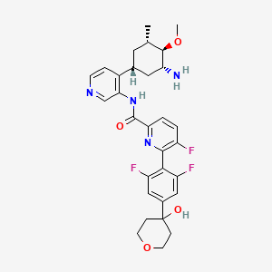 molecular formula C30H33F3N4O4 B10836849 N-[4-[(1R,3R,4R,5S)-3-amino-4-methoxy-5-methylcyclohexyl]pyridin-3-yl]-6-[2,6-difluoro-4-(4-hydroxyoxan-4-yl)phenyl]-5-fluoropyridine-2-carboxamide 