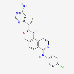 molecular formula C23H17ClN6OS B10836912 4-amino-N-[1-(4-chloroanilino)-6-methylisoquinolin-5-yl]thieno[3,2-d]pyrimidine-7-carboxamide 