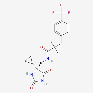 molecular formula C19H22F3N3O3 B10836917 N-[[(4R)-4-cyclopropyl-2,5-dioxoimidazolidin-4-yl]methyl]-2,2-dimethyl-3-[4-(trifluoromethyl)phenyl]propanamide 
