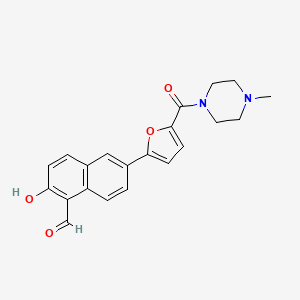 molecular formula C21H20N2O4 B10836926 2-Hydroxy-6-[5-(4-methylpiperazine-1-carbonyl)furan-2-yl]naphthalene-1-carbaldehyde 