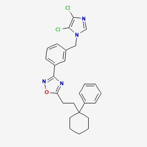 molecular formula C26H26Cl2N4O B10836958 3-[3-[(4,5-Dichloroimidazol-1-yl)methyl]phenyl]-5-[2-(1-phenylcyclohexyl)ethyl]-1,2,4-oxadiazole 