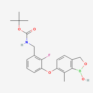 molecular formula C20H23BFNO5 B10837028 tert-butyl N-[[2-fluoro-3-[(1-hydroxy-7-methyl-3H-2,1-benzoxaborol-6-yl)oxy]phenyl]methyl]carbamate 
