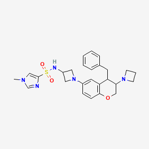 molecular formula C26H31N5O3S B10837076 N-[1-[3-(azetidin-1-yl)-4-benzyl-chroman-6-yl]azetidin-3-yl]-1-methyl-imidazole-4-sulfonamide 