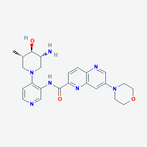 molecular formula C24H29N7O3 B10837079 N-[4-[(3R,4R,5S)-3-amino-4-hydroxy-5-methylpiperidin-1-yl]pyridin-3-yl]-7-morpholin-4-yl-1,5-naphthyridine-2-carboxamide 