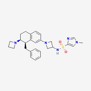 molecular formula C27H33N5O2S B10837094 N-(1-((7S,8R)-7-(azetidin-1-yl)-8-benzyl-5,6,7,8-tetrahydronaphthalen-2-yl)azetidin-3-yl)-1-methyl-1H-imidazole-4-sulfonamide 