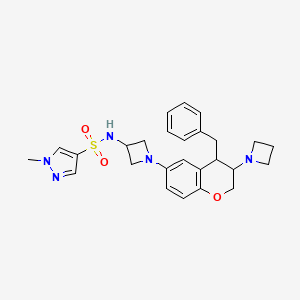 molecular formula C26H31N5O3S B10837163 Cis-N-(1-(3-(azetidin-1-yl)-4-benzylchroman-6-yl)azetidin-3-yl)-1-methyl-1H-pyrazole-4-sulfonamide 