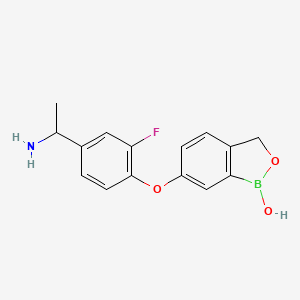 molecular formula C15H15BFNO3 B10837167 1-[3-fluoro-4-[(1-hydroxy-3H-2,1-benzoxaborol-6-yl)oxy]phenyl]ethanamine 