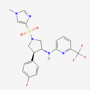 molecular formula C20H19F4N5O2S B10837171 N-[(3R,4S)-4-(4-fluorophenyl)-1-(1-methylimidazol-4-yl)sulfonylpyrrolidin-3-yl]-6-(trifluoromethyl)pyridin-2-amine 