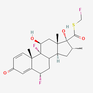 molecular formula C22H27F3O4S B10837273 S-(fluoromethyl) (6S,9R,10S,11S,13S,14S,16R,17R)-6,9-difluoro-11,17-dihydroxy-10,13,16-trimethyl-3-oxo-6,7,8,11,12,14,15,16-octahydrocyclopenta[a]phenanthrene-17-carbothioate 