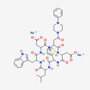molecular formula C45H51N9Na2O11S B10837388 disodium;2-[8-(carboxylatomethyl)-17-(1H-indol-3-ylmethyl)-14-(2-methylpropyl)-3,6,9,12,15,18-hexaoxo-5-[2-oxo-2-(4-phenylpiperazin-1-yl)ethyl]-11-thiophen-2-yl-1,4,7,10,13,16-hexazacyclooctadec-2-yl]acetate 