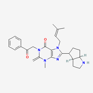 molecular formula C27H33N5O2 B10837450 8-[(3aS,6aR)-1,2,3,3a,4,5,6,6a-octahydrocyclopenta[b]pyrrol-4-yl]-3-methyl-7-(3-methylbut-2-enyl)-2-methylidene-1-phenacylpurin-6-one 