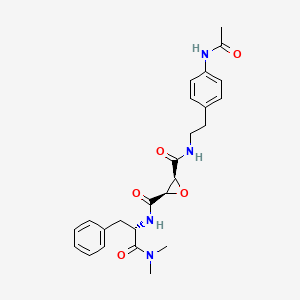 molecular formula C25H30N4O5 B10837482 (2R,3S)-3-N-[2-(4-acetamidophenyl)ethyl]-2-N-[(2S)-1-(dimethylamino)-1-oxo-3-phenylpropan-2-yl]oxirane-2,3-dicarboxamide 
