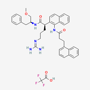 molecular formula C41H44F3N5O5 B10837492 (2R)-5-(diaminomethylideneamino)-N-[(2S)-1-methoxy-3-phenylpropan-2-yl]-2-[1-(3-naphthalen-1-ylpropanoylamino)naphthalen-2-yl]pentanamide;2,2,2-trifluoroacetic acid CAS No. 338776-71-9