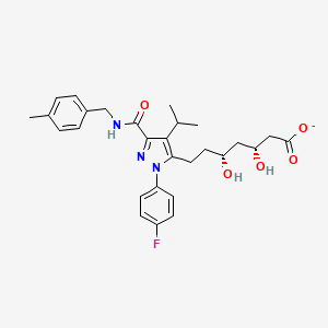 molecular formula C28H33FN3O5- B10837570 sodium (3R,5R)-7-[1-(4-fluorophenyl)-3-{[(4-methylphenyl)methyl]carbamoyl}-4-(propan-2-yl)-1H-pyrazol-5-yl]-3,5-dihydroxyheptanoate 