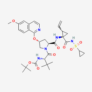 molecular formula C35H47N5O9S B10837668 N-(Tert-Butoxycarbonyl)-3-Methyl-L-Valyl-(4r)-N-{(1r,2s)-1-[(Cyclopropylsulfonyl)carbamoyl]-2-Ethenylcyclopropyl}-4-[(6-Methoxyisoquinolin-1-Yl)oxy]-L-Prolinamide CAS No. 630417-82-2