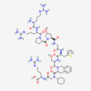 molecular formula C58H89N19O13S B10837699 H-D-Arg-Arg-Pro-Hyp-Gly-2Thi-Ser-D-Tic-N(cHex)Gly-Arg-OH 