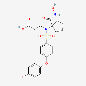 molecular formula C21H23FN2O7S B10837708 3-[[4-(4-Fluorophenoxy)benzenesulfonyl]-(1-hydroxycarbamoylcyclopentyl)amino]propionic acid 