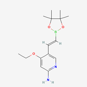 molecular formula C15H23BN2O3 B10837730 4-ethoxy-5-[(E)-2-(4,4,5,5-tetramethyl-1,3,2-dioxaborolan-2-yl)ethenyl]pyridin-2-amine 