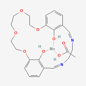 molecular formula C24H30MnN2O8 B10837846 Acetic acid;manganese;13,16,19,22-tetraoxa-3,6-diazatricyclo[21.3.1.18,12]octacosa-1(27),2,6,8(28),9,11,23,25-octaene-27,28-diol 