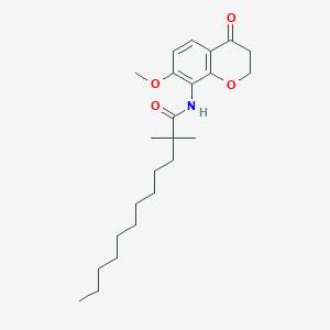 molecular formula C24H37NO4 B10837928 N-(7-Methoxy-4-chromanon-8-yl)-2,2-dimethyldodecanamide 
