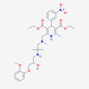 molecular formula C34H46N4O9 B10838001 Diethyl 2-[[[2-[[2-hydroxy-3-(2-methoxyphenoxy)propyl]amino]-2-methylpropyl]-methylamino]methyl]-6-methyl-4-(3-nitrophenyl)-1,4-dihydropyridine-3,5-dicarboxylate 