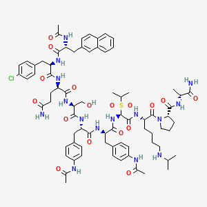 molecular formula C76H100ClN15O17S B10838983 [D-Gln3,Ncy(SO2,isopropyl)7]acyline 
