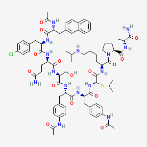 molecular formula C76H100ClN15O15S B10838985 [D-Gln3,Ncy(isopropyl)7]acyline 