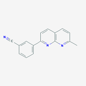 molecular formula C16H11N3 B10842587 3-(7-Methyl-1,8-naphthyridin-2-yl)benzonitrile 