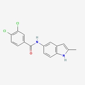 molecular formula C16H12Cl2N2O B10842676 3,4-Dichloro-N-(2-methyl-1H-indol-5-yl)benzamide 